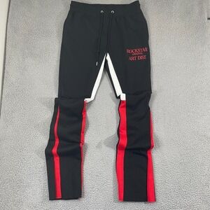 Rockstar Original Art Dist. Stacked Sweatpants Men XL Black Streetwear Pull On